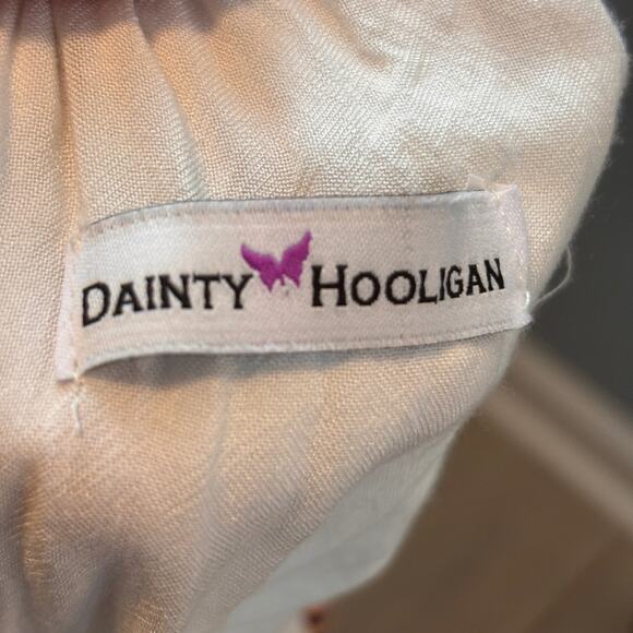 Dainty Hooligan White Pom Halter Tank Top Womens Small Swiss Dot Lined - Picture 6 of 7